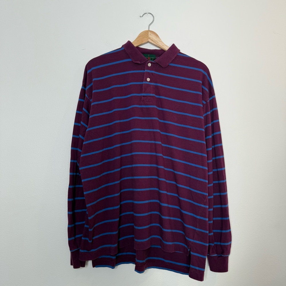 Vintage J. Crew Always 90s Striped Rugby Polo Shirt size XL cotton